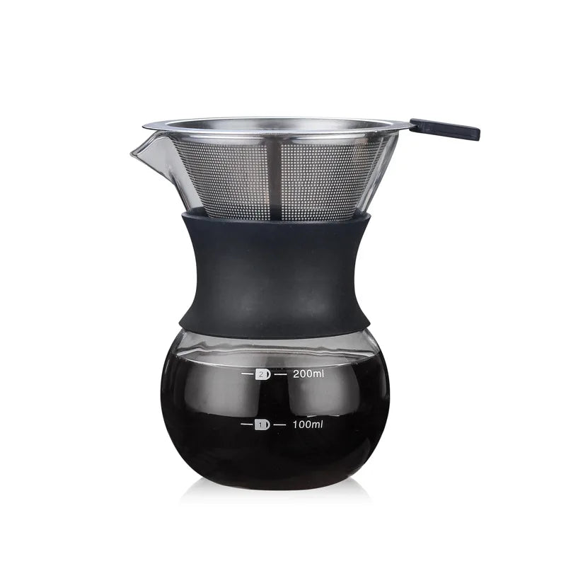 DecorBites™ Glass Coffee Maker with Stainless Steel Filter - Durable Coffeeware