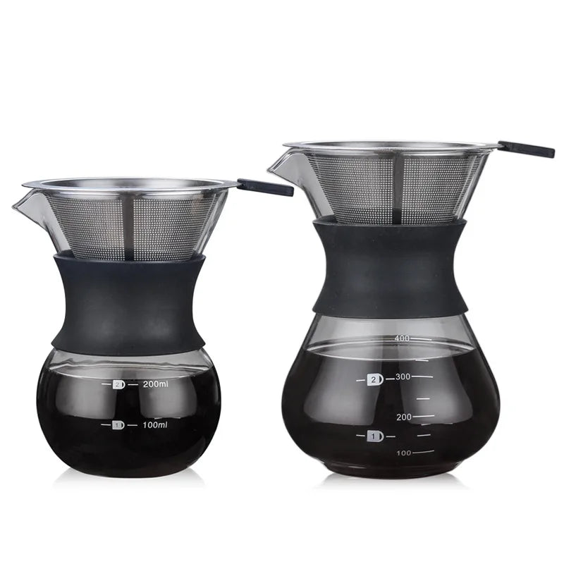 DecorBites™ Glass Coffee Maker with Stainless Steel Filter - Durable Coffeeware