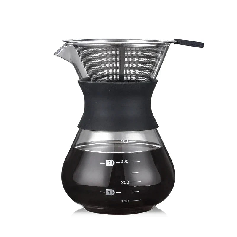 DecorBites™ Glass Coffee Maker with Stainless Steel Filter - Durable Coffeeware